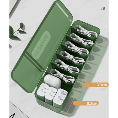 Cutie Organizatoare pentru Cabluri, Flippy, din Plastic, 28 x 9 x 6 cm, Verde