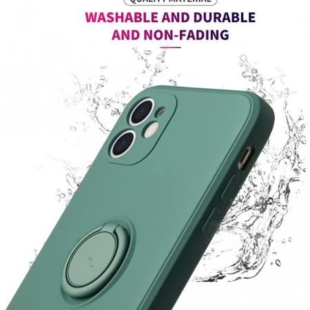 Husa protectie Flippy compatibila cu Samsung A20E Liquid Silicone Ring cu suport rotativ Verde