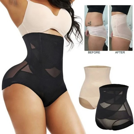 Lenjerie Modelatoare pentru Abdomen, Flippy, cu Talie Inalta si Corset, Negru, Push-Up, Marimea M