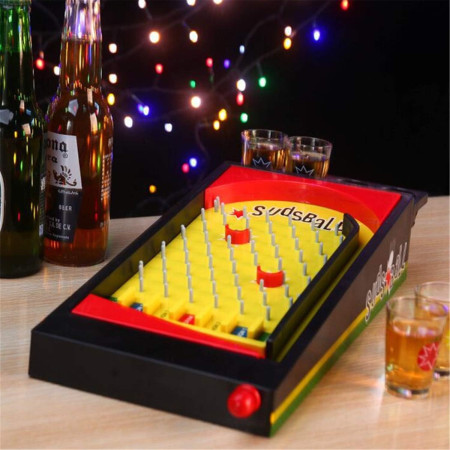 Joc de societate Pinball cu pahare pentru shoturi Flippy, 40 x 17,7 cm, galben