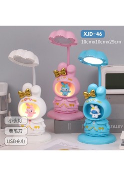 Sanrio Kuromi Desk Lamp LED Cartoon Desktop USB Charging Ornament Children's Night Light with Pencil Sharpener - Specification: XJD-46 (Melody Mixed Color)