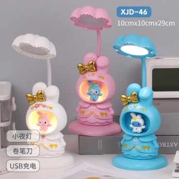 Sanrio Kuromi Desk Lamp LED Cartoon Desktop USB Charging Ornament Children's Night Light with Pencil Sharpener - Specification: XJD-46 (Melody Mixed Color)