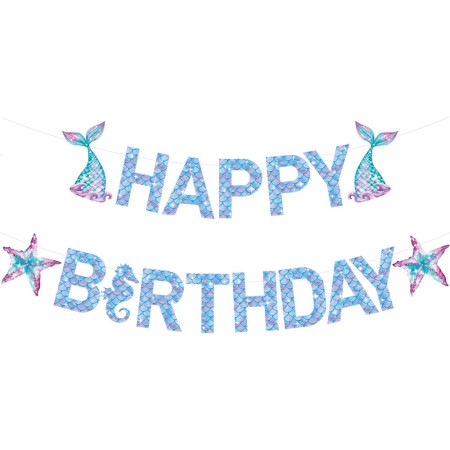 Banner Happy Birthday, Flippy, Model Sirene, Tematica Aniversare, Multicolor