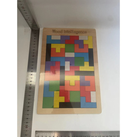 Puzzle Montessori, Flippy, din Lemn, Tip Tetris, +36 Luni, Forme Neregulate, 40 Piese, 26.5 x 17.7 cm, Multicolor