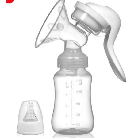 Pompa de San Manuala Multifunctionala, Flippy, Portabila, cu Tetina pentru Biberon, Anti-Scurgere, Anti-Reflux, 18.5x6 cm, 150 mL, Silicon, Recipient Transparent, Alb