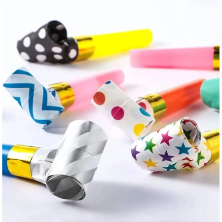 Set 6 Suflatori, Flippy, pentru Petrecere, Tematica Aniversare, 8 cm, Multicolore cu Imprimeu