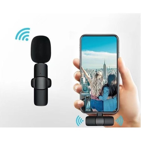 Microfon Lavaliera Wireless, Flippy, 1 Microfon si 1 Receptor Tip C, Autonomie 1-3h, Bluetooth 5.0, 70dB, Baterie 50 mAh, Negru