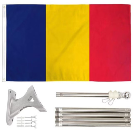 Steag Tricolor Romania, Flippy, Cu bat pentru fixare pe perete, 90 x 150 cm