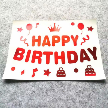 Sticker Autocolant pentru Baloane, Flippy, Tematica Aniversare, Model Happy Birthday, 29x21 cm, Rosu