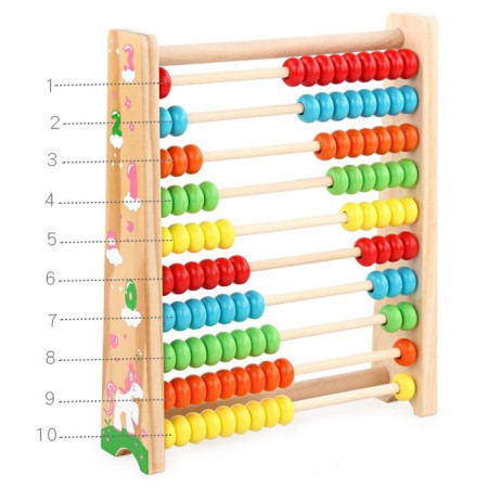 Numaratoare Flippy, din Lemn, Vopsea Ecologica, 10 Siruri x 10 Margele, 4-6 Ani, 24.5 x 20.5 cm, Multicolor