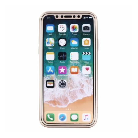 Husa Apple iPhone X Full Silicone 360 Auriu + Folie de protectie