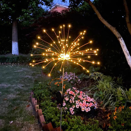 Lampa solara sub forma de artificii, 120 LED-uri, alb cald, Flippy