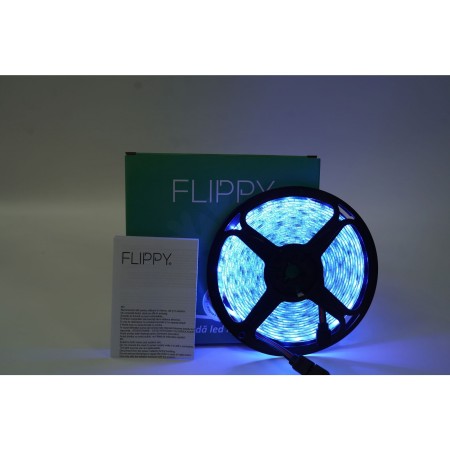 Kit Banda Led RGB SMD 5050 cu Transformator inclus Flippy - Lungime 5 M, 270 LED-uri, Telecomanda 44 taste, pentru TV, PC, Auto, IP65, Lumina Ambientala