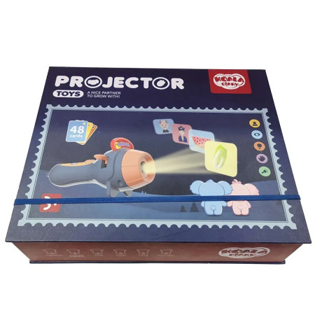 Set Jucarie Educativa, Flippy, Proiector Tip Lanterna Pentru Copii, 6 Teme, 48 de Imagini, Cutie Depozitare, +3 ani, Albastru