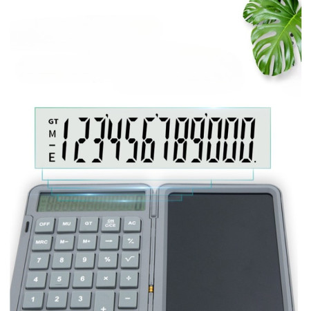 Calculator de Mana Reincarcabil cu Tabla de Scris, Flippy, Calculator Portabil, Ecran LCD, Afisaj cu 12 Cifre, Ecran de 15 cm, Culoare Gri