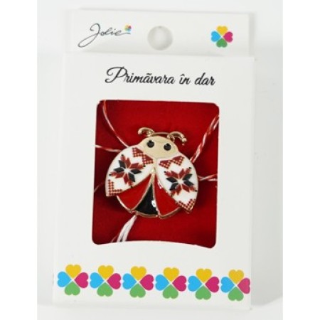 Martisor Brosa Mica in Cutie, Dimensiune Brosa 2.5-3 cm, Material Metal, Model Buburuza Traditionala