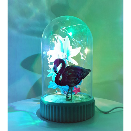 Decoratiune Luminoasa  Glob cu USB Model Flamingo 14.5 cm Multicolor