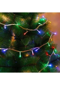 Instalatie de Craciun cu Baterii Tip Liniar, 2 jocuri de lumini, Fir Transparent 5 m 50 LED -uri, Multicolor