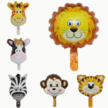 Balon din Folie Metalizata, Flippy, Mini Figurine Animalute, Model Girafa, Tematica Aniversare, 32x45 cm, Ambalaj Individual, Pai Inclus, Umflare cu Aer sau Heliu, Multicolor