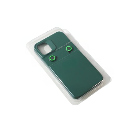 Husa Apple iPhone 15, Flippy, din Silicon Lichid, Interior din Microfibra, Lentile Fosforescente de Protectie Camera, Anti Amprenta, Rezistenta la Socuri, Verde