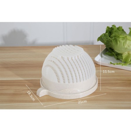 Bol Feliator pentru Salata, Flippy, Castron Multifunctional pentru Legume si Fructe, pentru Spalat si Taiat Legumele, cu Scurgere si Tocator, Ergonomic, Protectie pentru Maini, 21x18.5x11.5 cm, Alb