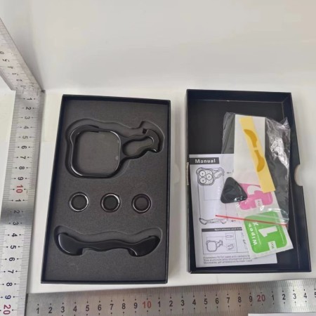 Husa Metalica Compatibila cu iPhone 15 Pro, Protectie pentru Colturile Telefonului si Camera, Lentile pentru Obiective, Aliaj, Antisoc, Antizgariere, Negru