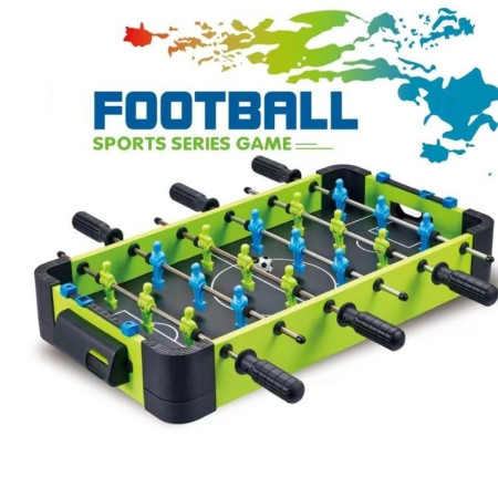 Masa de fotbal cu teren si 18 jucatori Flippy, 6 manere, cu Tablou Scor, din Metal si ABS, 51 x 44 x 17.5 cm, Design Multicolor, pentru copii/adulti, verde