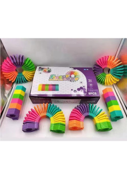 Puzzle pentru copii, Flippy, fidget loop, functie stivuire, bucle, decompresie, curcubeu, 20 cm