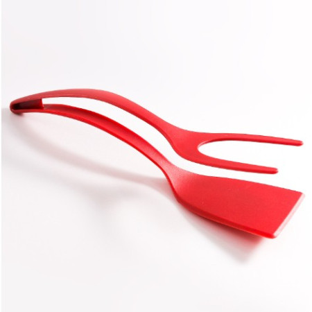 Spatula Multifunctionala tip Cleste, Flippy, Silicon, pentru Alimente, Carne, Paine, Rosu