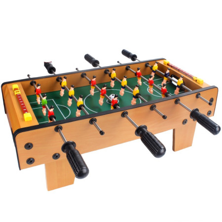 Masa de fotbal cu teren si 18 jucatori Flippy, 6 manere, cu tablou pentru scor, din metal, lemn si ABS, 50 x 25 x 18 cm, cu picioare, pentru copii/adulti