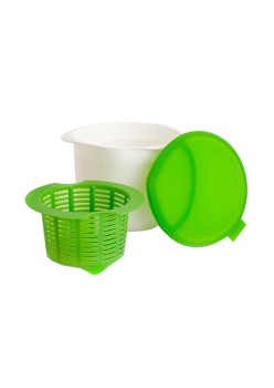 Recipient pentru Preparat Branza, Flippy, Capac de Silicon, Cheese Maker din Plastic, Strecuratoare, 17x14.5x12.8 cm, Verde