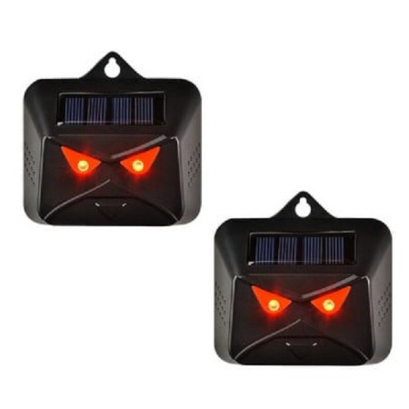 Set 2 Aparate Solare LED cu Ultrasunete, Flippy, Repelent pentru Animale Mari si Mici, Lumina Rosie si Alba, Anti Rozatoare, Anti Insecte, Frecventa 9-36KHZ, 10.2 x 10.6 x 2.8 cm, Negru