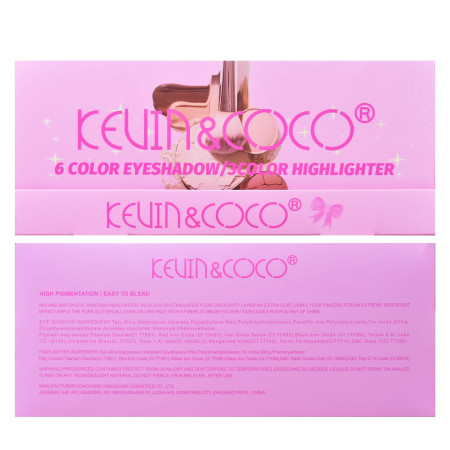 Set 3 Palete de Machiaj, KEVIN & COCO, Pink Barbie Girl. Fard de Pleoape si Iluminator, 15 culori, 11.3 x 8.2 x 1.3 cm