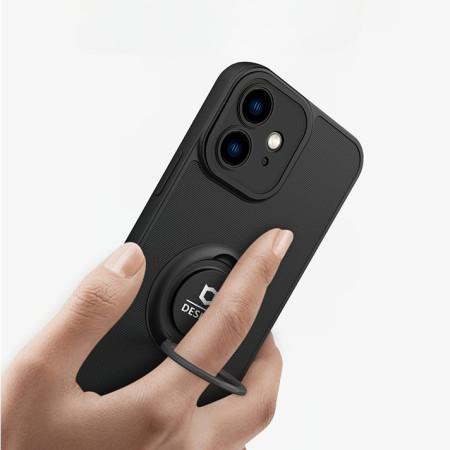 Husa de protectie Eagle eye pentru Apple iPhone 11, Rezistenta la socuri, Protectie camera, Cu inel de prindere magnetic negru, Flippy, Negru