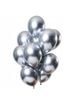 Set 10 Baloane din Latex Chrome, Flippy, Model Party, 13 cm, Silver, 1 g