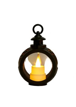 Decoratiune Craciun tip Felinare cu baterii, 13.5 x 9 cm,Lumanare cu lumina alb cald fara geam,baterii incluse,Negru