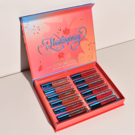 Set de Buze, KEVIN & COCO, Caramel Pie, 12 Lip Gloss-uri, 24 x 18.5 x 3.4 cm, Multicolor