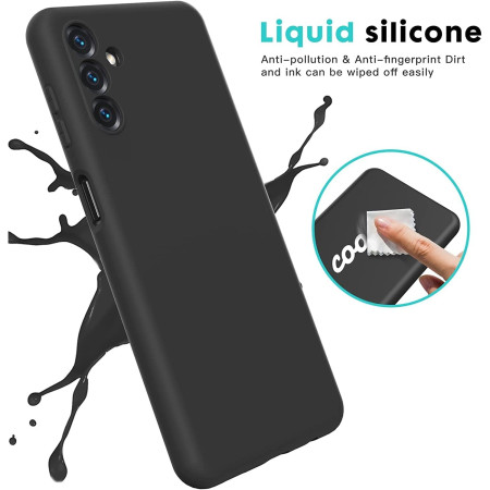 Husa de Protectie, Flippy, pentru Samsung Galaxy S23 FE, Liquid Silicone, cu Microfibra pe Interior, Protectie Antisoc, Compatibil Incarcare Wireless, Negru