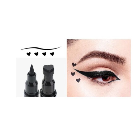 Tus Lichid pentru Ochi, Flippy, 2 Capete, Eyeliner si Stampila Inima, Pentru Ochi si Corp, 50 g, Rezistent la Apa, 12.7 x 3 cm, Negru