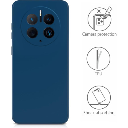 Husa de Protectie, Flippy, pentru Huawei Mate 50 Pro, Liquid Silicone, cu Microfibra pe Interior, Protectie Antisoc, Compatibil Incarcare Wireless, Albastru