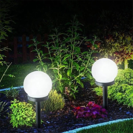 Set 2 Lampi Solare LED, Flippy, Forma Sferica, Tip Glob, Diametru 10 cm, Alb Rece