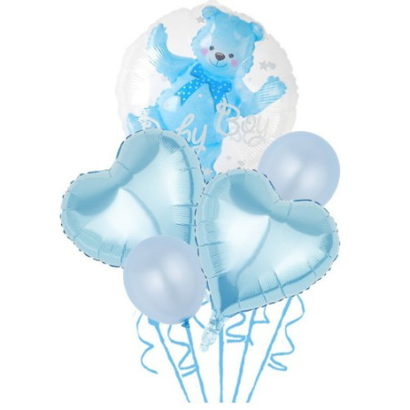 Set 5 Baloane folie si latex Baby Boy,  60 cm