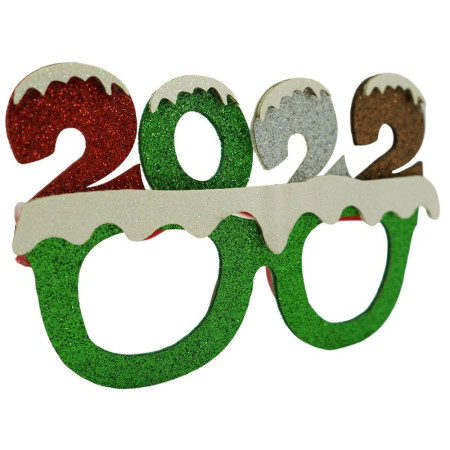 Ochelari petrecere de Revelion, 2022, Verde, din Plastic si Poliester, Flippy