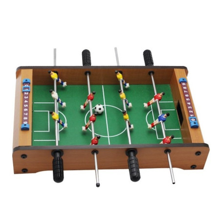 Masa de fotbal cu teren si 12 jucatori Flippy, cu tablou pentru scor, din metal, lemn si ABS, 34.5 x 23 x 7 cm, pentru copii