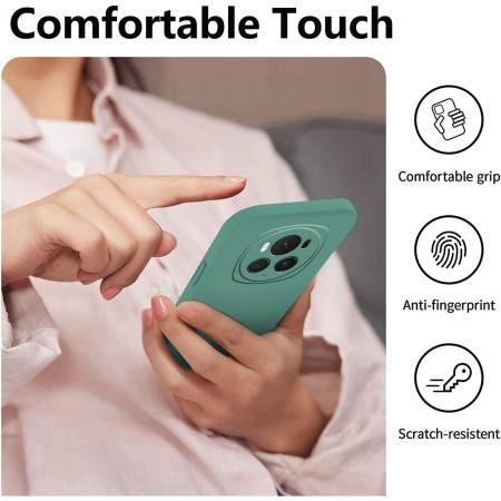 Husa de Protectie, Flippy, pentru Honor Magic 6 Pro, Liquid Silicone, cu Microfibra pe Interior, Protectie Antisoc, Compatibil Incarcare Wireless, Verde