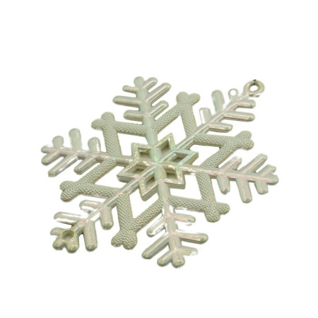 Ornament brad de Craciun, Perlat, in forma de Fulg de nea, 8 cm x 8 cm, Plastic, Flippy