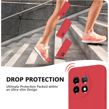 Husa de Protectie, Flippy, pentru OnePlus 11 5G, Liquid Silicone, cu Microfibra pe Interior, Protectie Antisoc, Compatibil Incarcare Wireless, Rosu