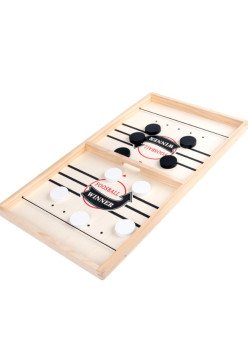 Joc Fooseball Interactiv, Flippy, Tip Hockey pe Gheata, din Lemn, 10 Piese de Joc, +4 Ani, 54 x 29 cm, Multicolor