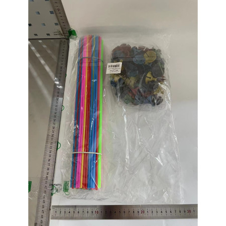 Set 100 Bete cu Rozete pentru Baloane, Flippy, Suporturi de plastic, Usor de instalat, Reutilizabil, Pentru aniversare, Nunta, Ziua de Nastere, Decorar, 40 cm,  Multicolore