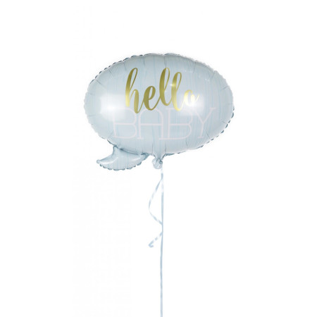 Balon din Folie Metalizata, Flippy, Figurina Norisor, Tema Hello Baby , 59x50 cm, Ambalaj Individual, Pai Inclus, Umflare cu Aer sau Heliu, Albastru